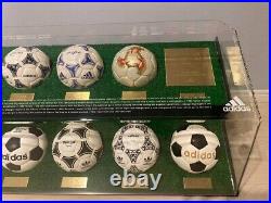 ADIDAS WORLD CUP Historical Match Ball 1970-2002 Set WithCase 34×78×32cm RARE USED