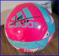Lionel Messi Hand Signed LOGO Soccer Ball COA Adidas Barcelona Leo football